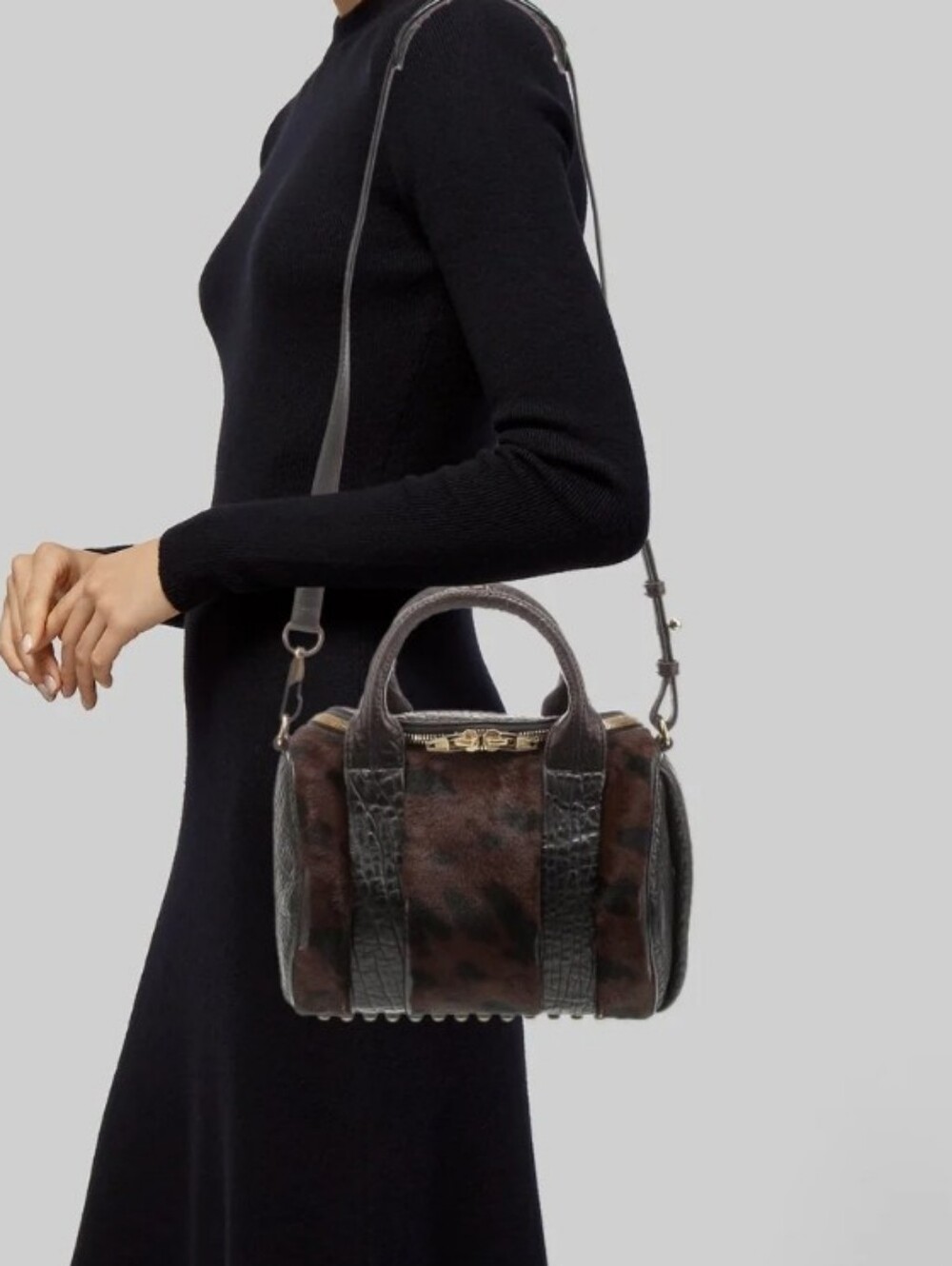 Alexander Wang Brown and Black Leopard-Print Convertible Satchel